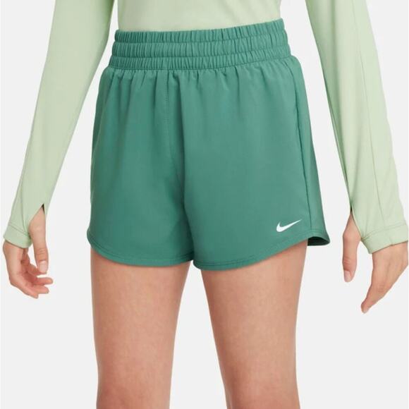 Nike Girls Green Dri-FIT High-Waisted Woven Training Shorts Size L - Picture 1 of 7